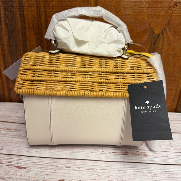 Kate Spade Leather & Wicker Wild Petal Bird House Crossbody Bag - Picture 8 of 12